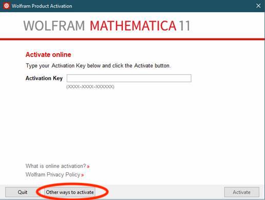 Mathematica Activation Screen