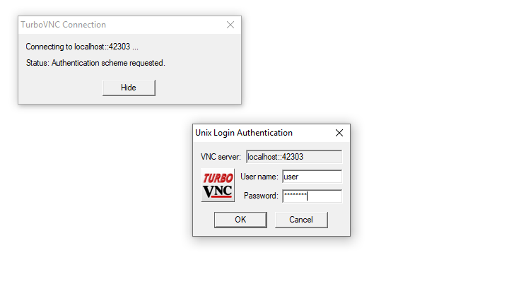 VNC authentication prompt