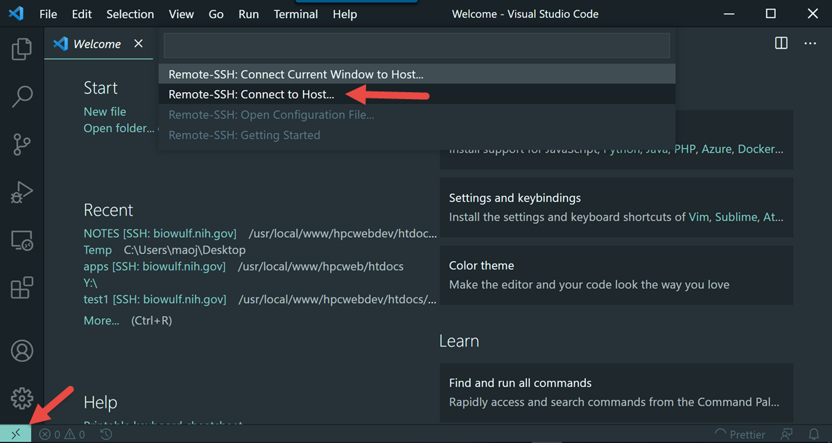 remote ssh connect to host
